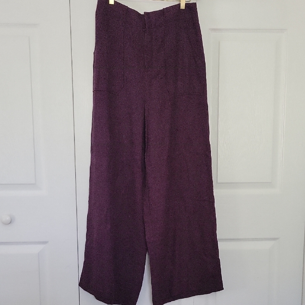 Mango Deep Purple Casual Wide Leg Pants